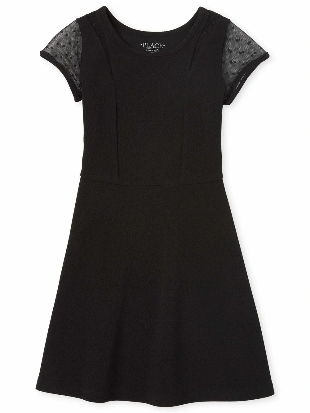 New The Children's Place Black Girls' Fit-and-Flare Party Dress Size Large
